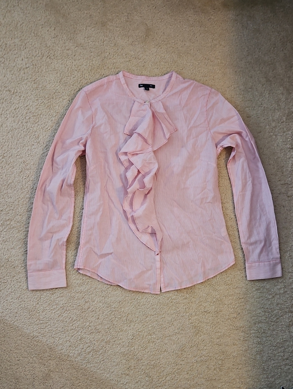GAP Light Pink Ruffle Front Blouse